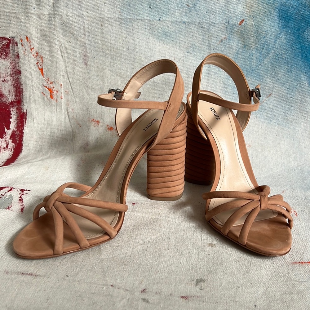 Schutz Beige Chunky Heel